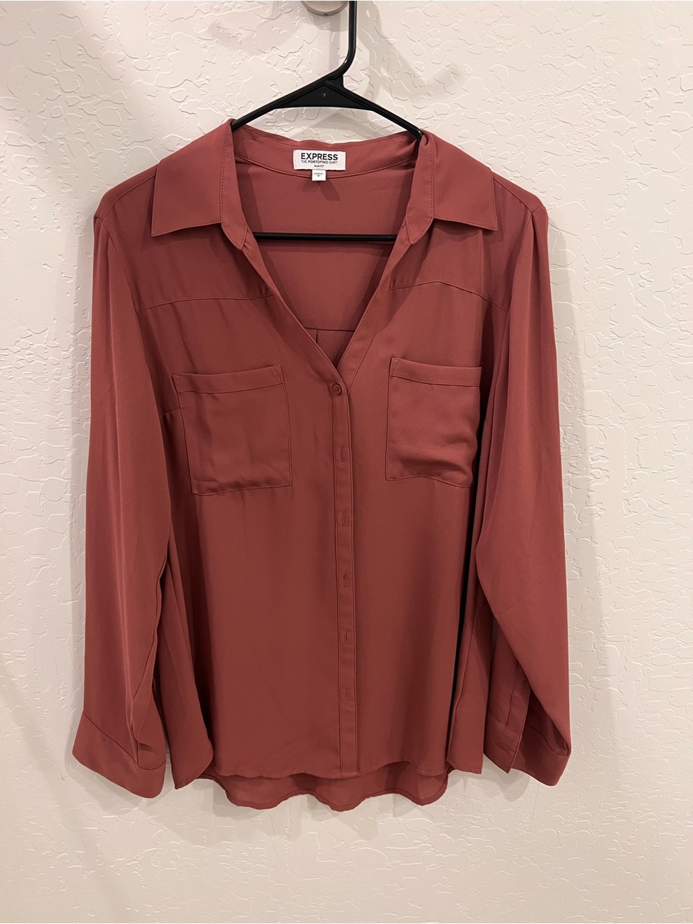 Express Button-Front Shirt in Dusty Rose